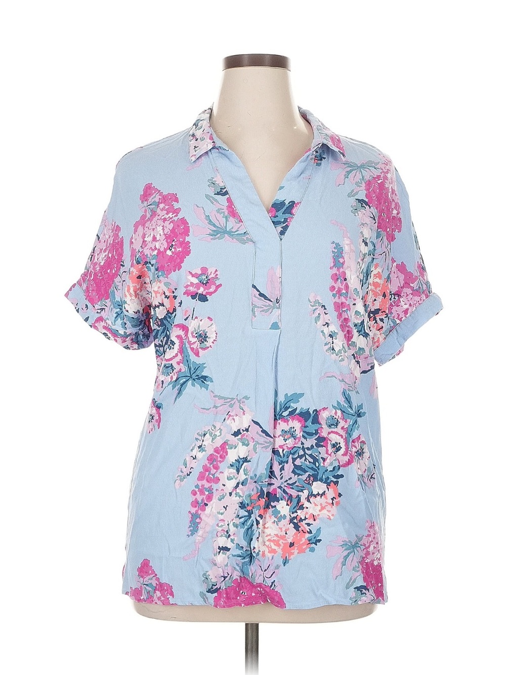 Joules Blue Floral Short Sleeve Tunic
